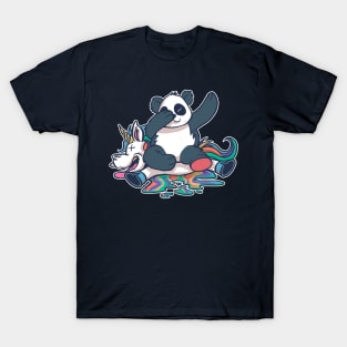 Dabbing Panda Smashing Unicorn Funny T-Shirt